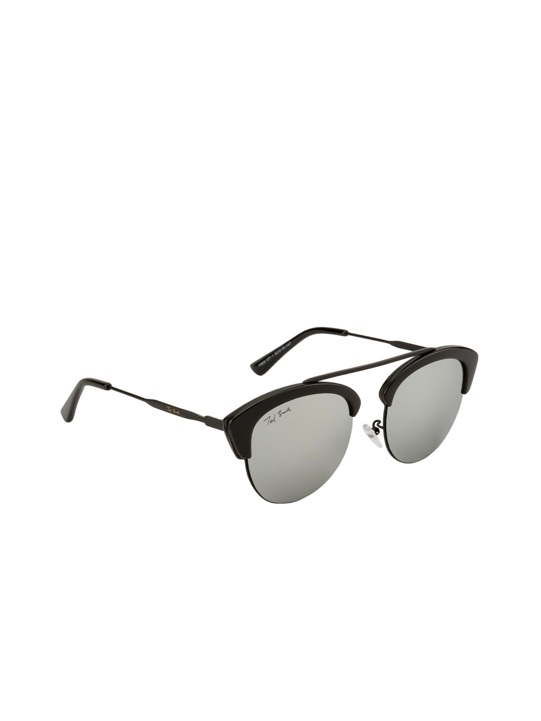

Ted Smith Women Mirrored Lens & Black Browline Sunglasses with UV Protected Lens