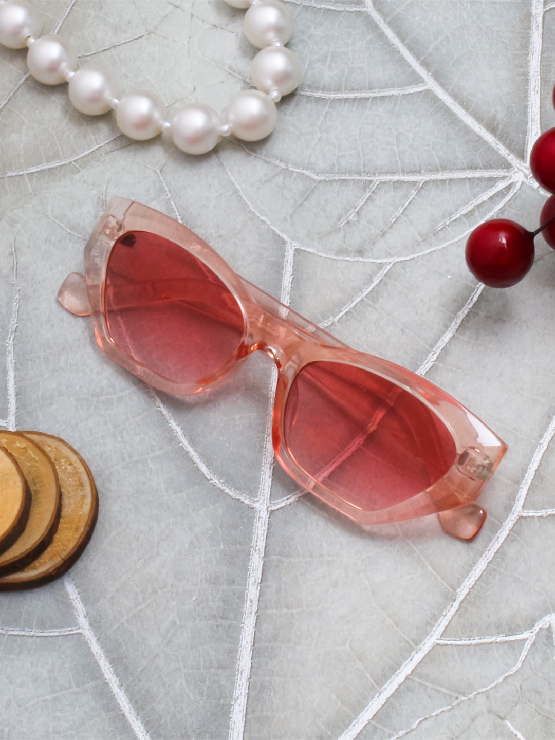 

Ted Smith Women Pink Lens & Pink Cateye Sunglasses with UV Protected Lens