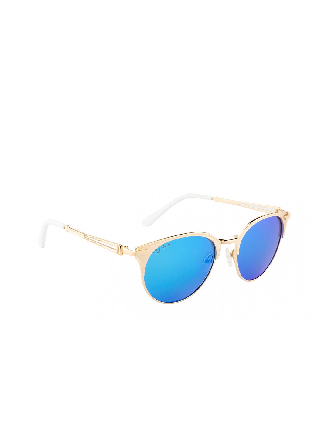 

Ted Smith Unisex Blue Lens & Gold-Toned Round Sunglasses with Polarised Lens