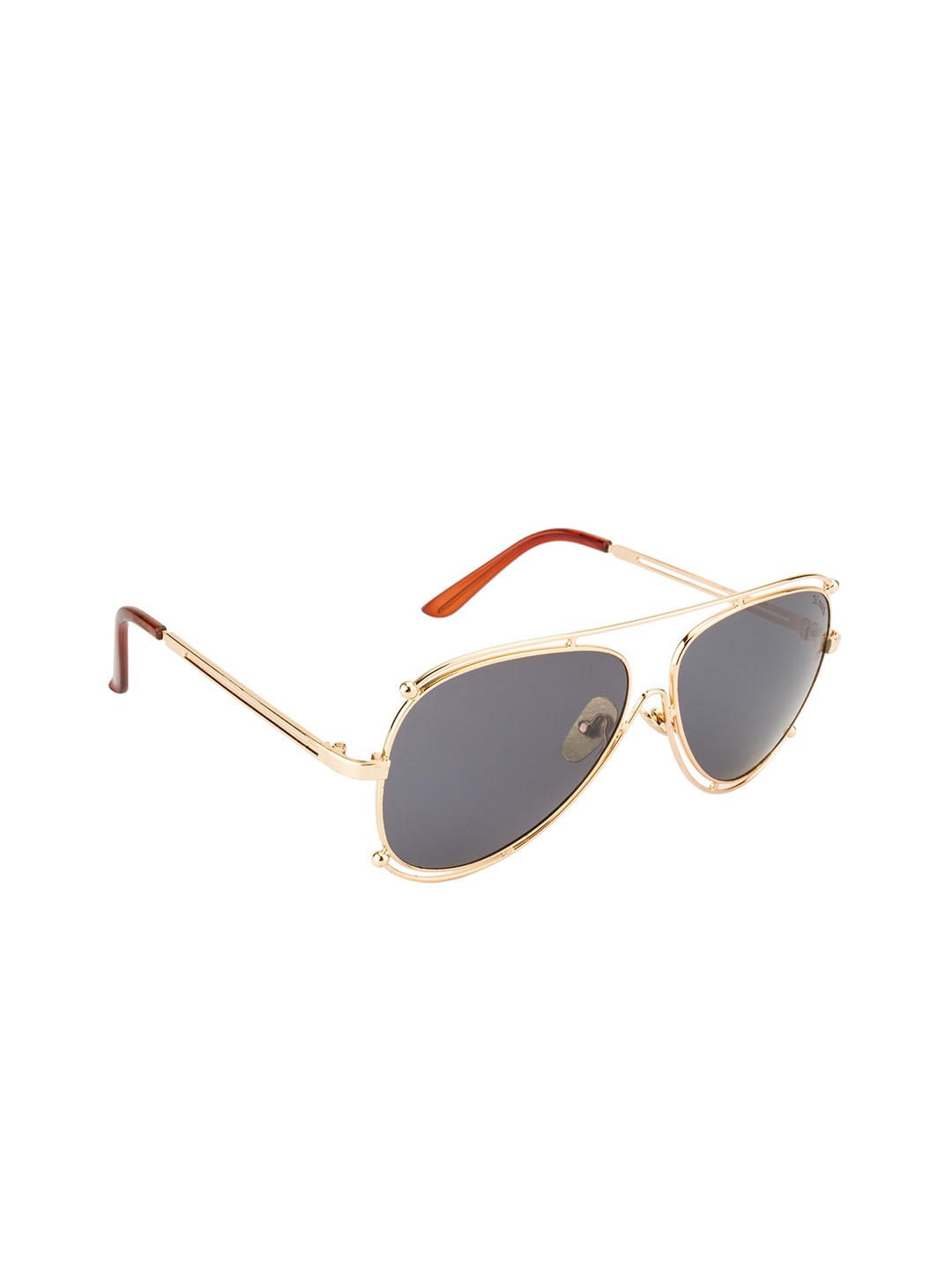 

Ted Smith Unisex Grey Lens & Gold-Toned Aviator Sunglasses with UV Protected Lens