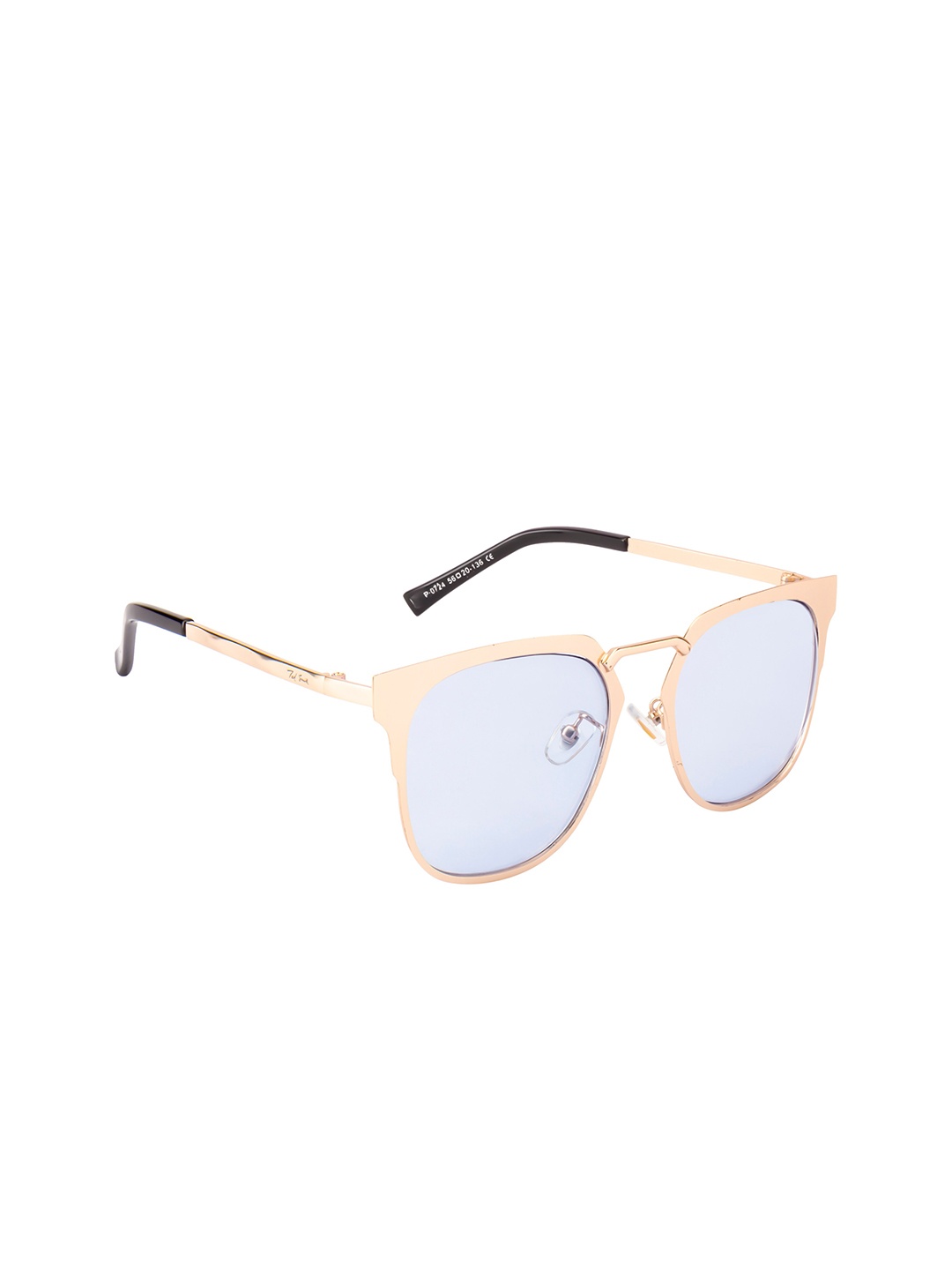 

Ted Smith Unisex Blue Lens & Gold-Toned Wayfarer Sunglasses with UV Protected Lens