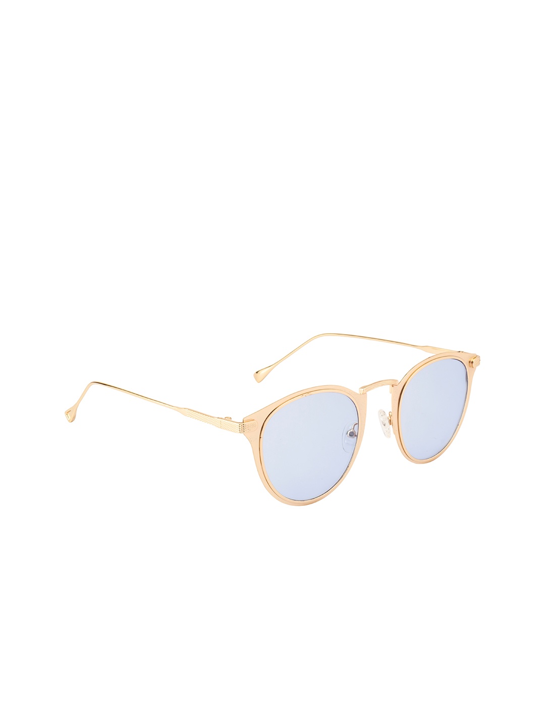

Ted Smith Unisex Blue Lens & Gold-Toned Round Sunglasses with UV Protected Lens