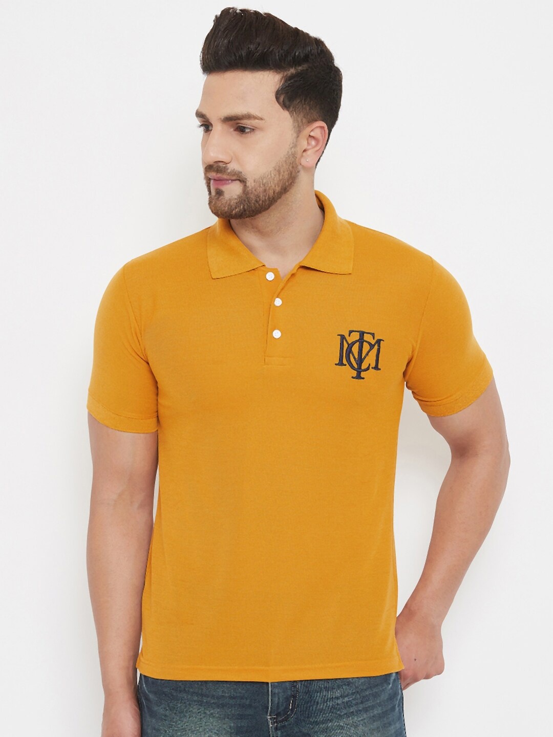 

THE MILLION CLUB Men Mustard Yellow Solid T-shirt