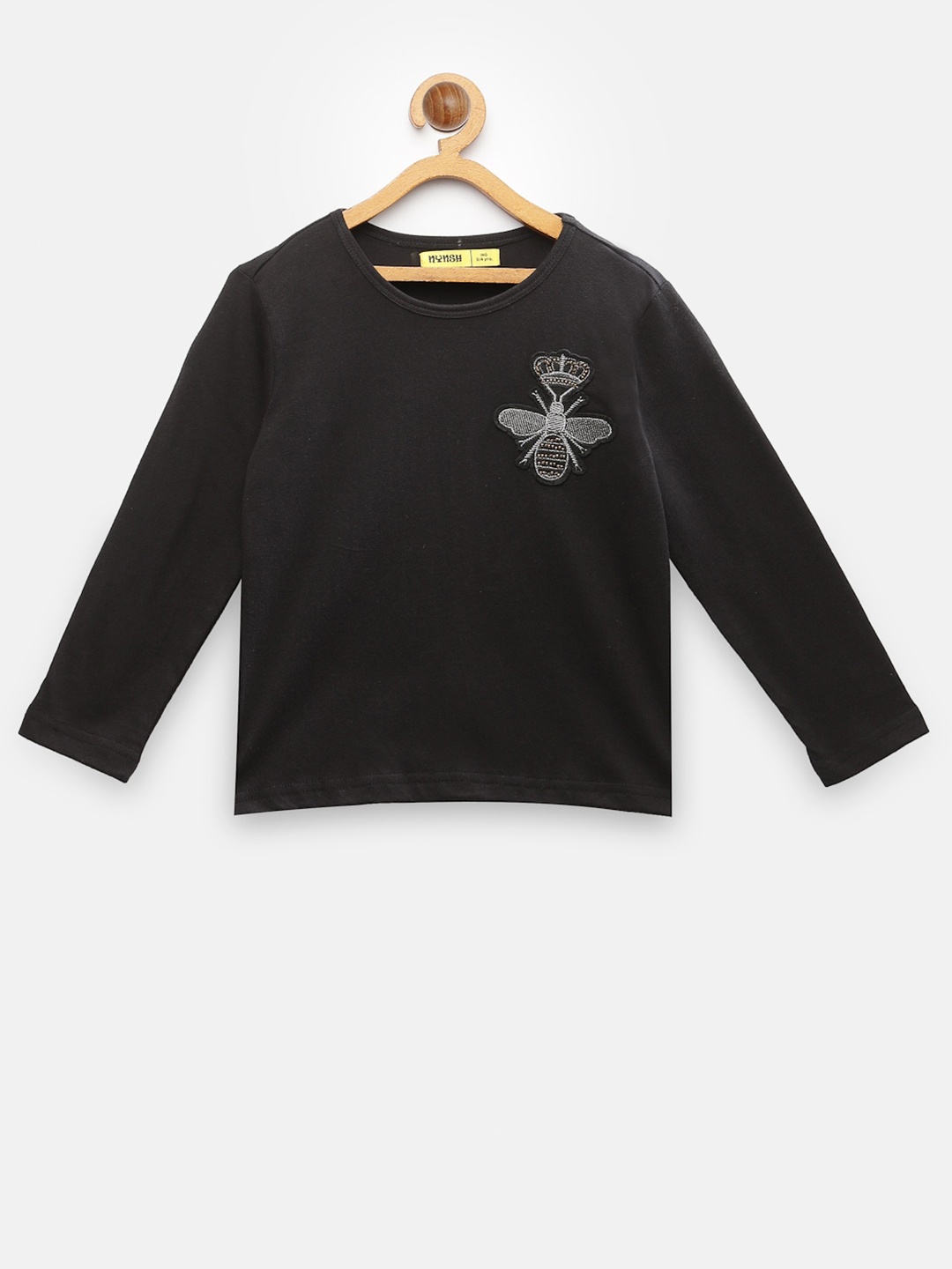 

NYNSH Girls Black Applique T-shirt