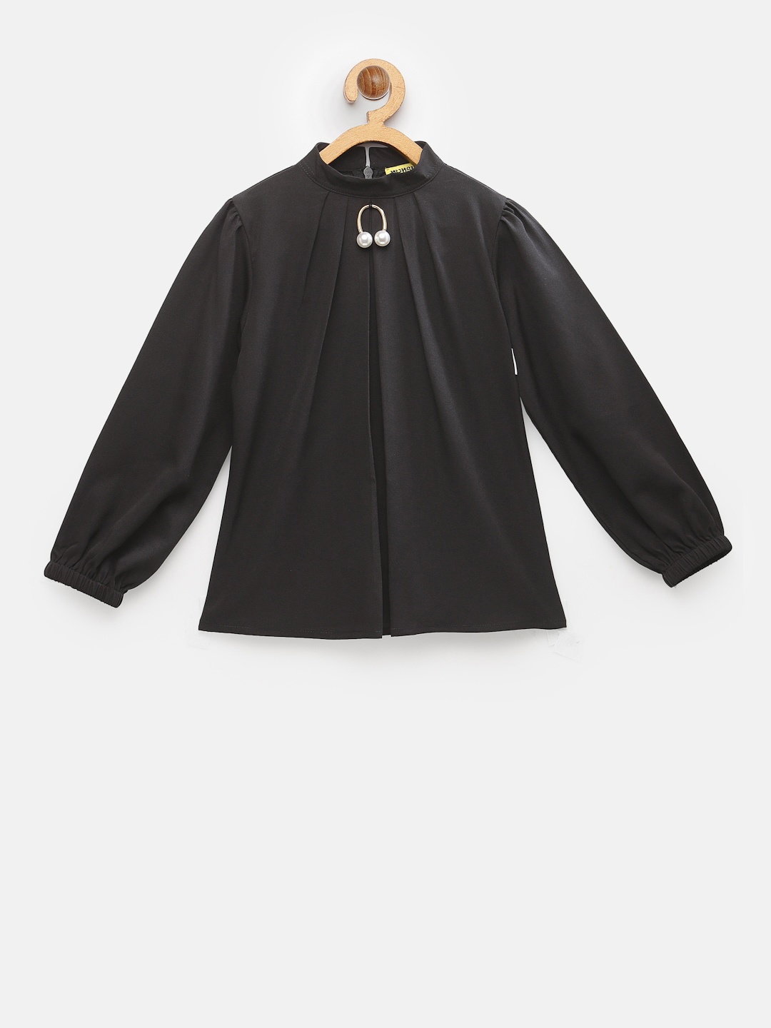 

NYNSH Girls Black Mandarin Collar Top