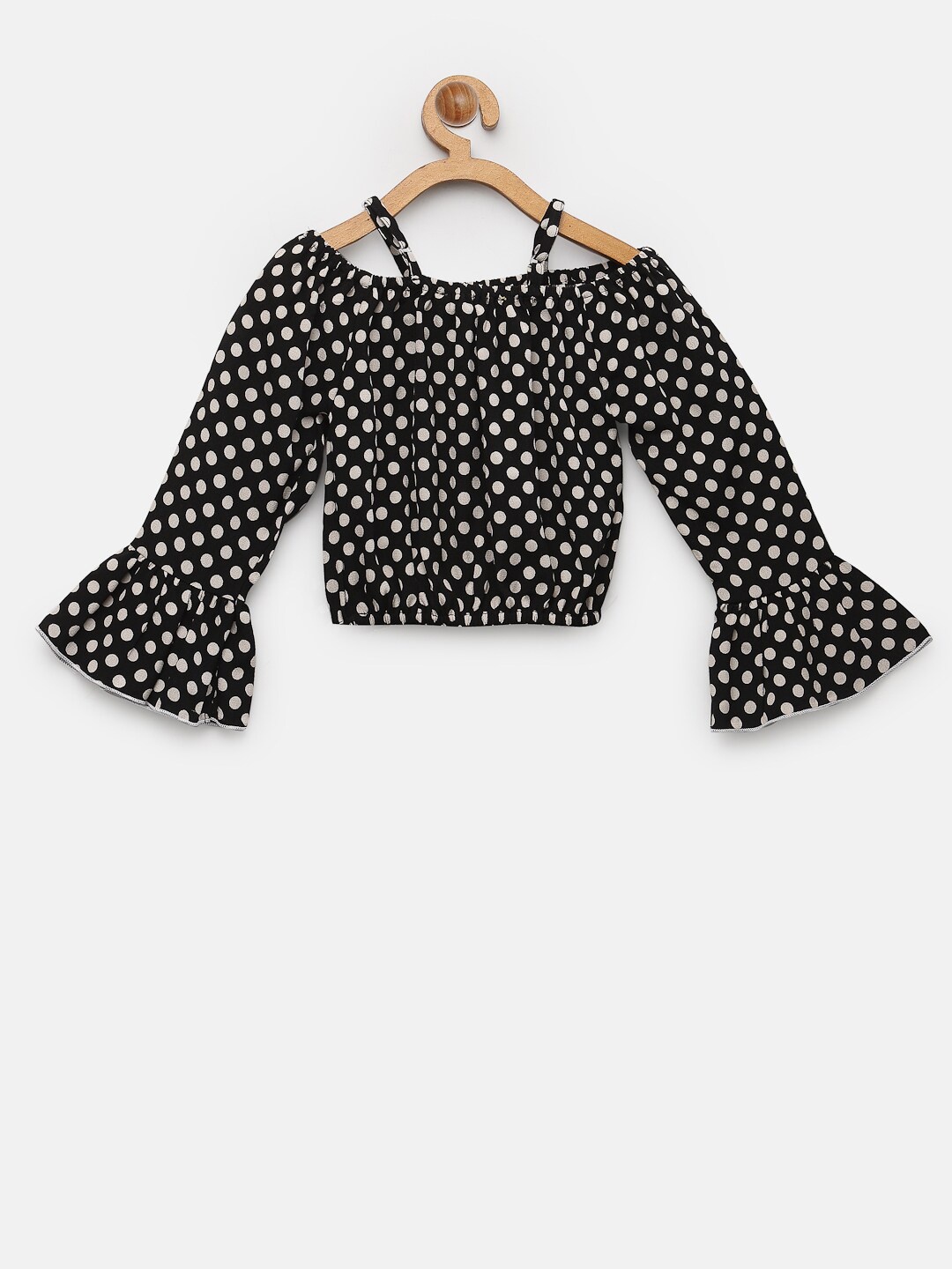 

NYNSH Girls Black & Beige Printed Blouson Top