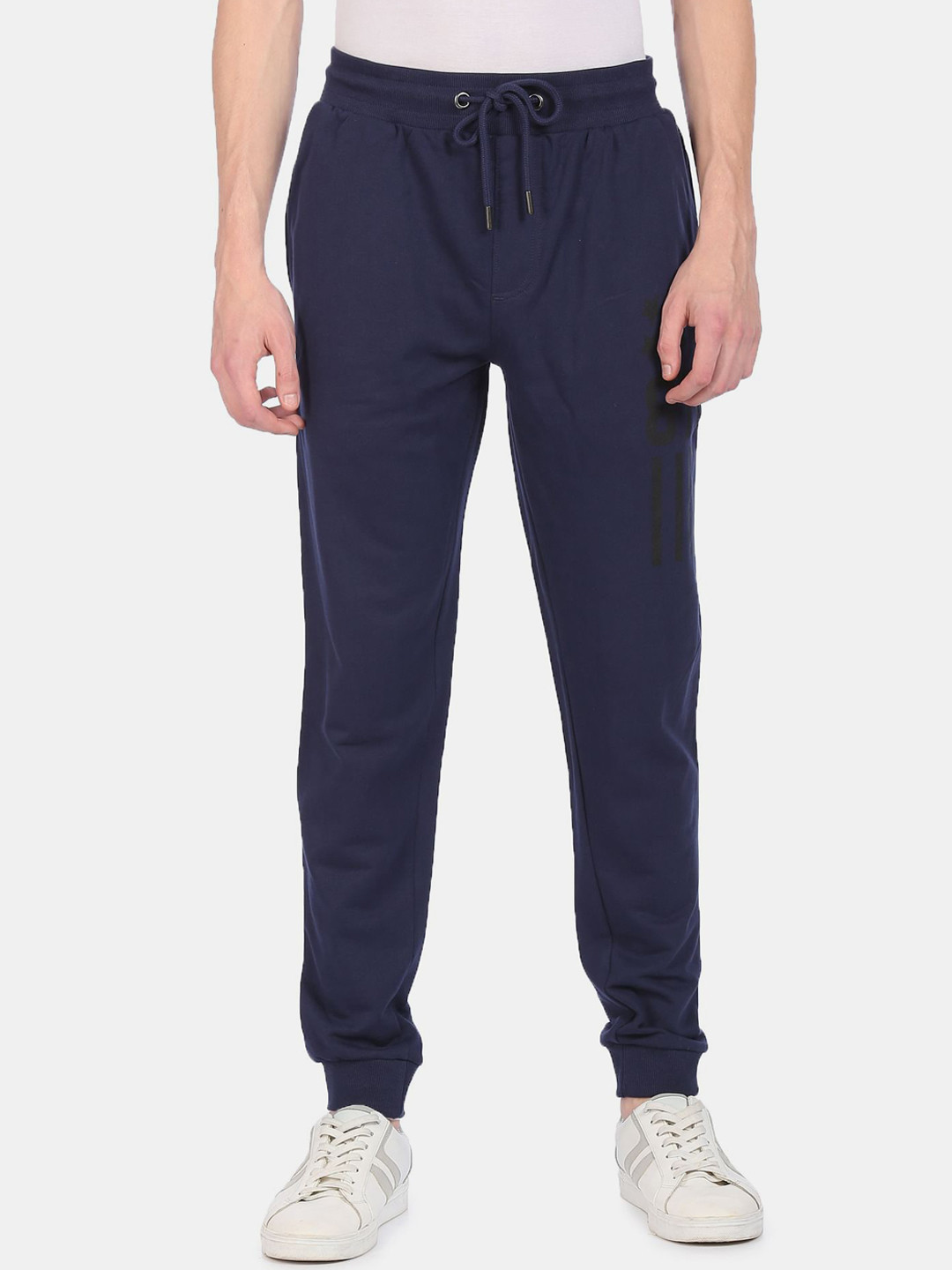 

Aeropostale Men Blue Solid Straight-Fit Pure Cotton Joggers