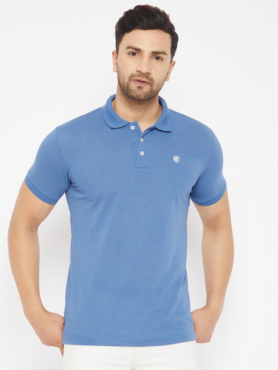 

THE MILLION CLUB Men Blue Polo Collar T-shirt