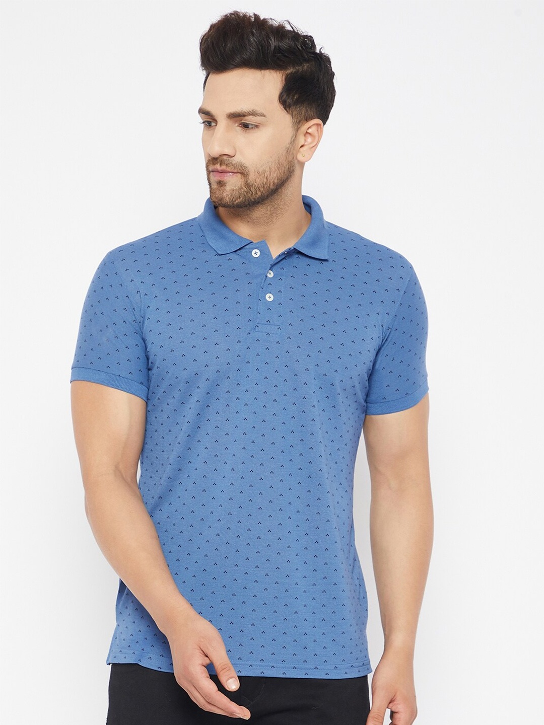 

THE MILLION CLUB Men Blue Polo Collar T-shirt
