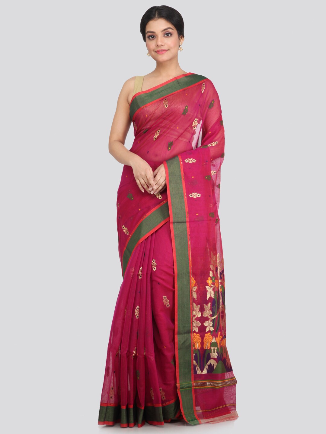 

PinkLoom Multicoloured Ethnic Motifs Saree, Multi