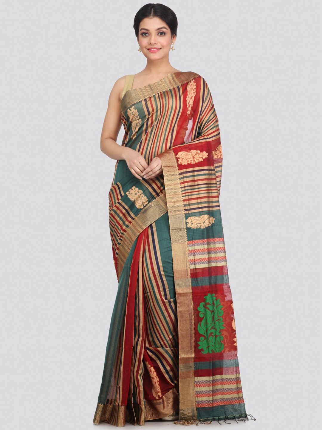 

PinkLoom Multicoloured Ethnic Motifs Zari Saree, Multi