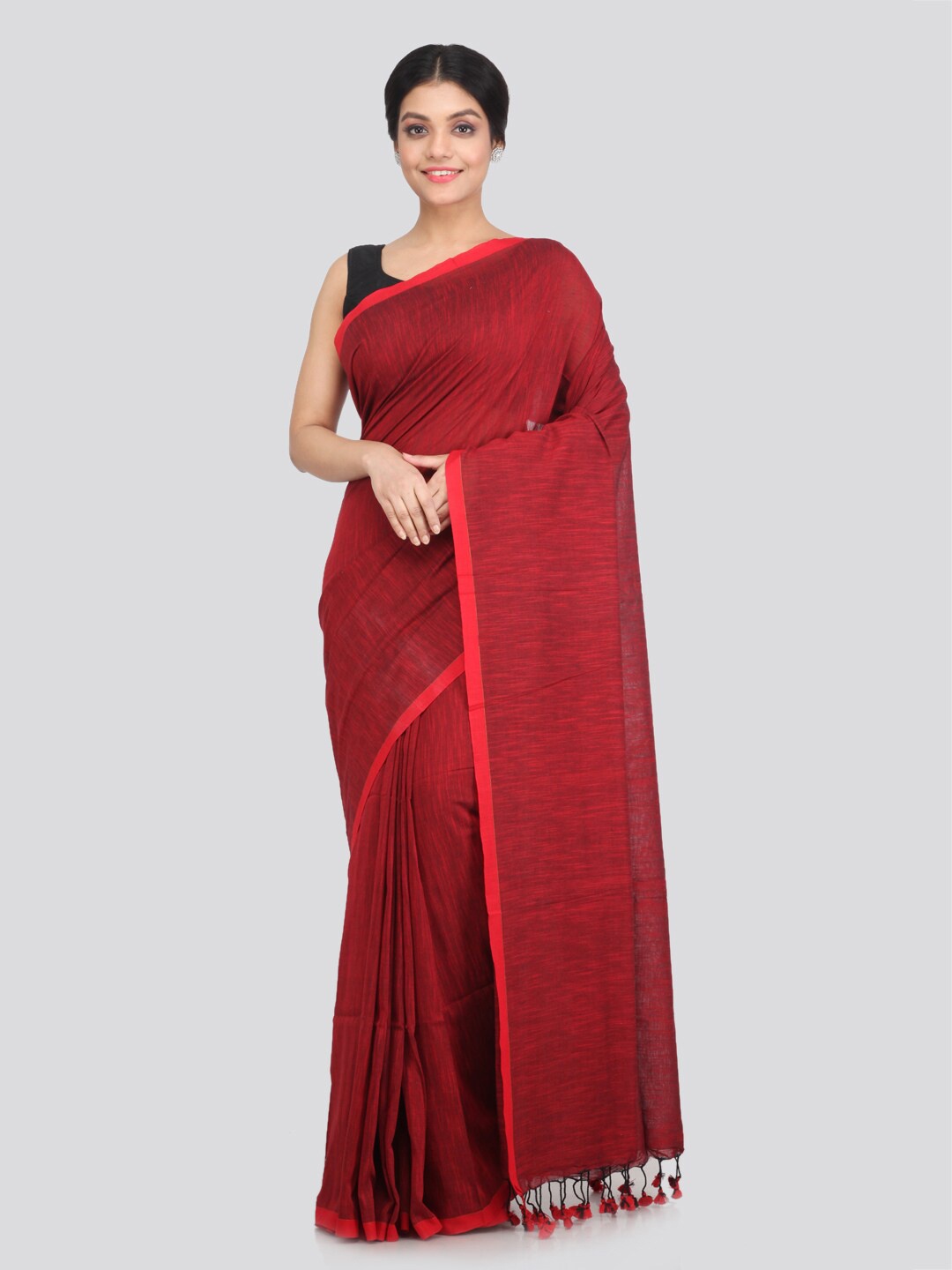 

PinkLoom Maroon Pure Cotton Khadi Saree