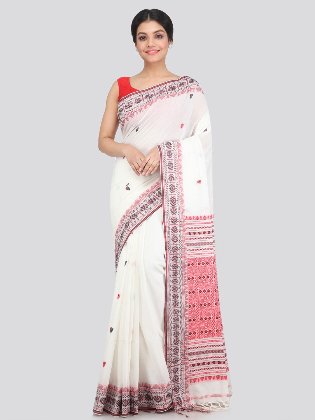 

PinkLoom White & Pink Woven Design Pure Cotton Saree