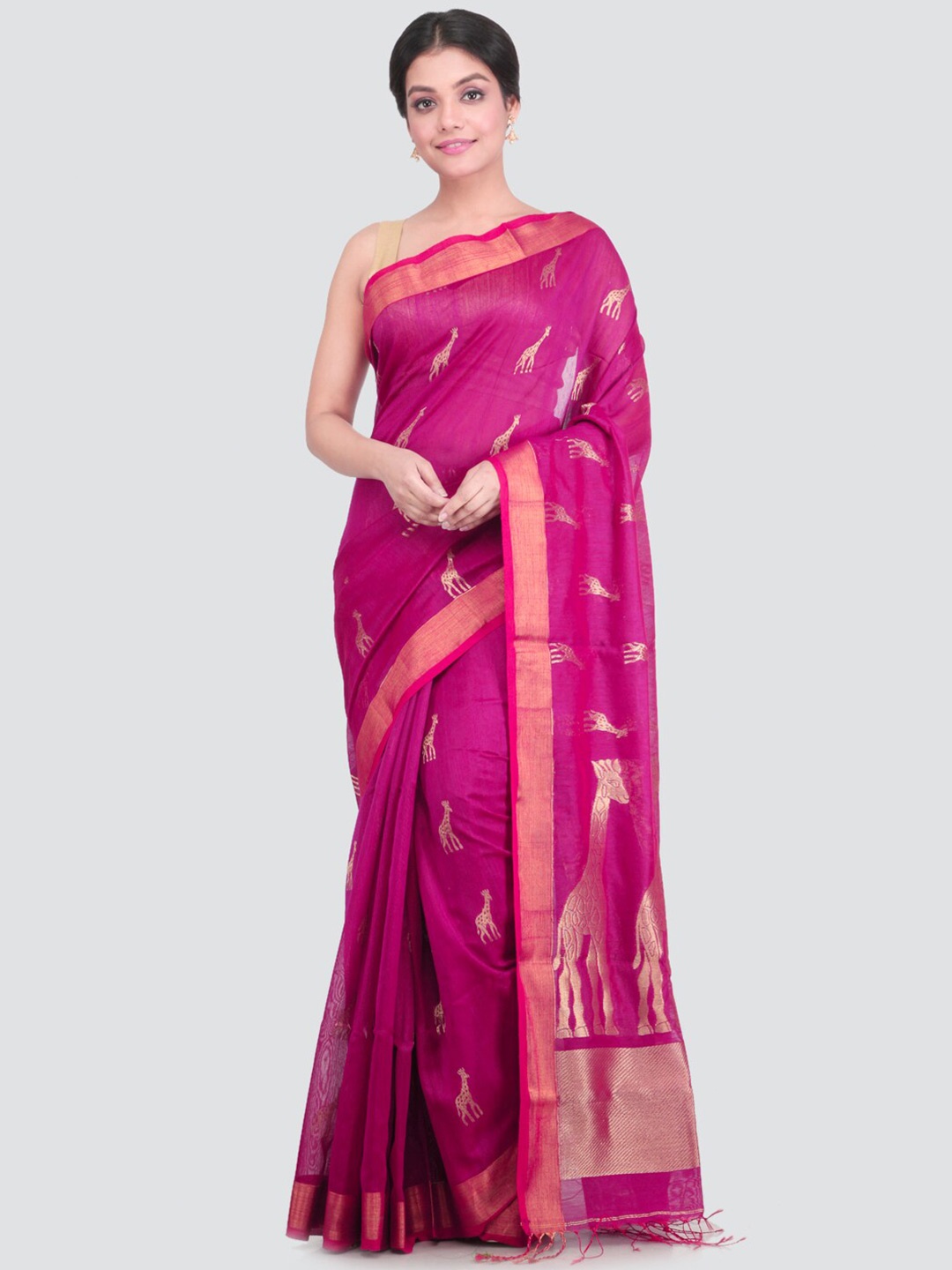 

PinkLoom Purple & Gold-Toned Ethnic Motifs Saree