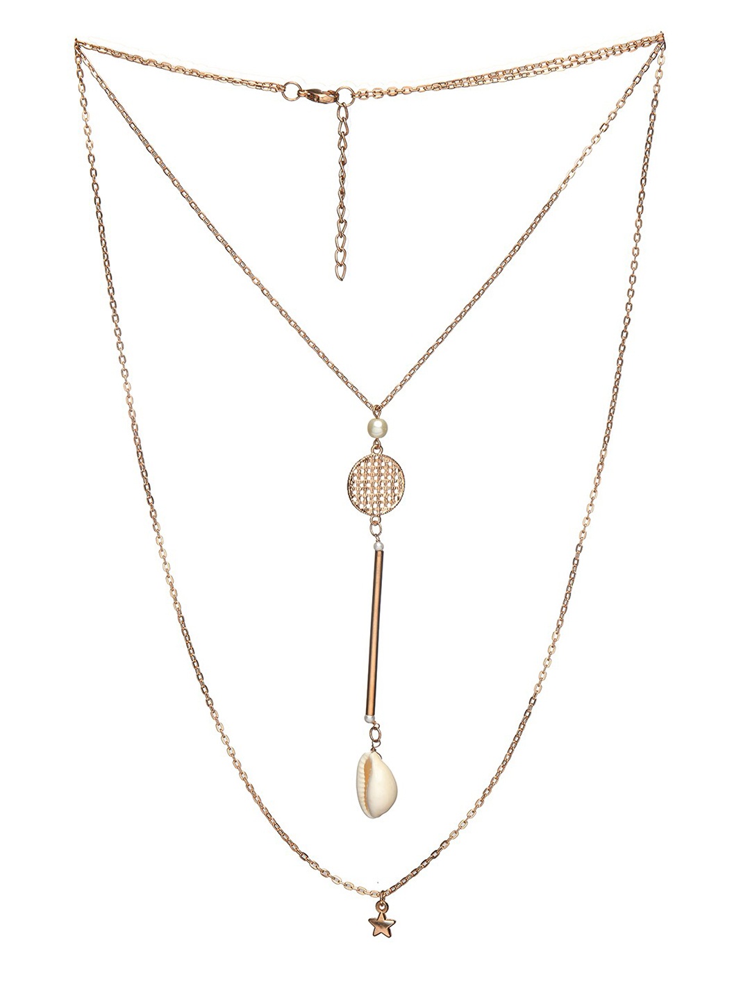 

DIVA WALK Gold-Toned & White Brass Layered Gold-Plated Necklace