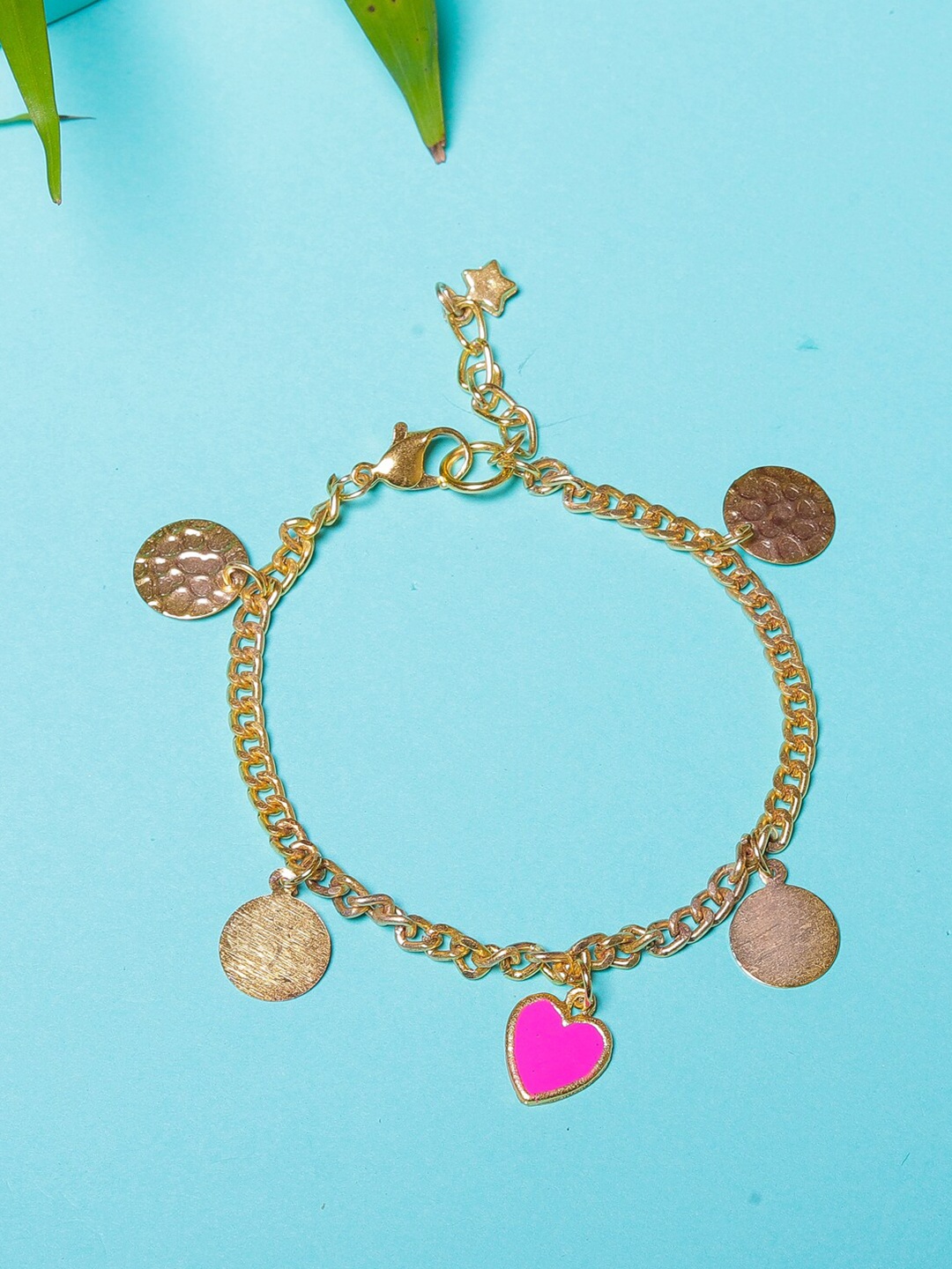 

DIVA WALK Women Gold-Plated & Pink Brass Tribal Charm Bracelet