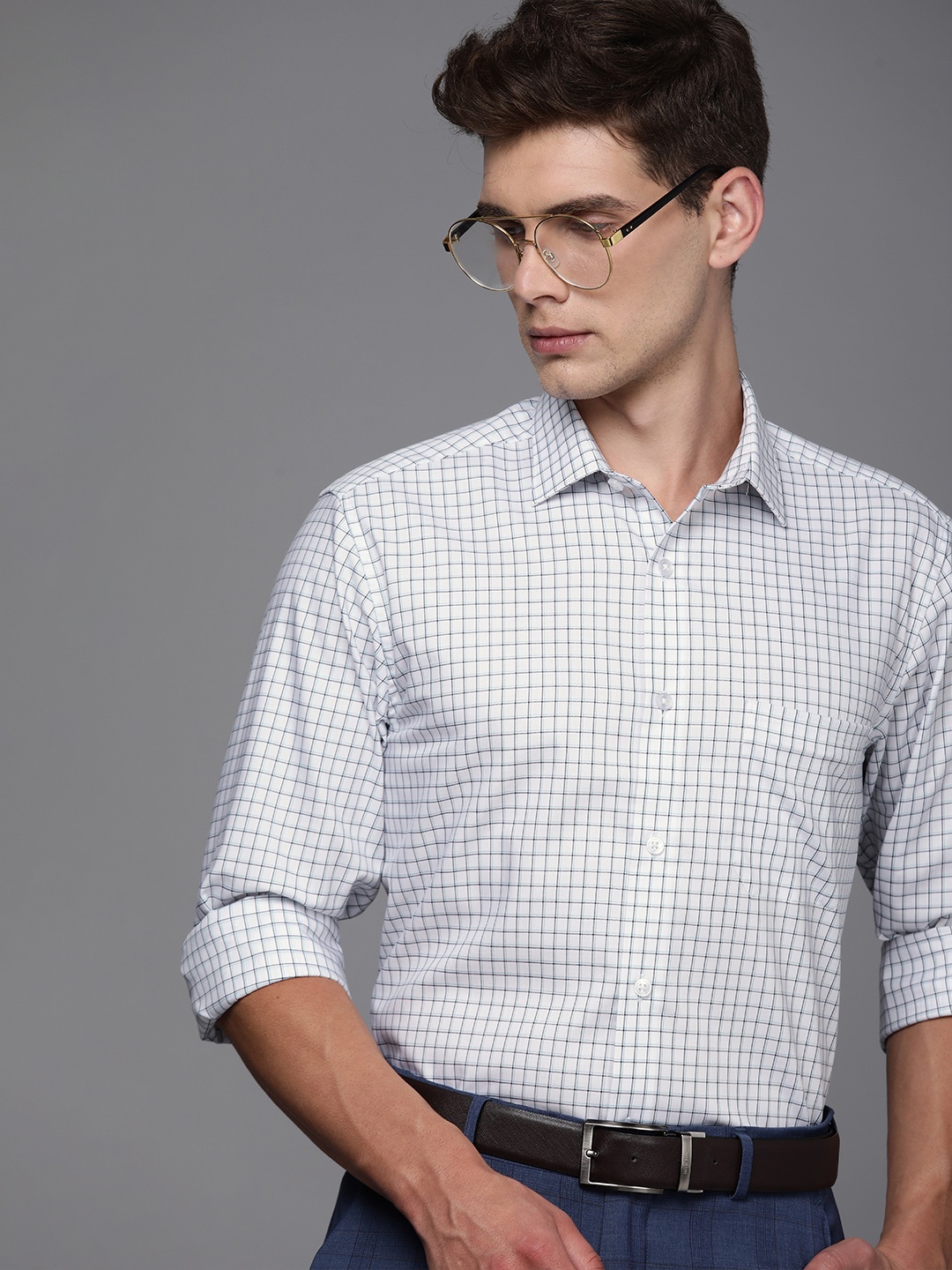 

Louis Philippe Men Multicoloured Slim Fit Micro Checked Formal Shirt, Multi