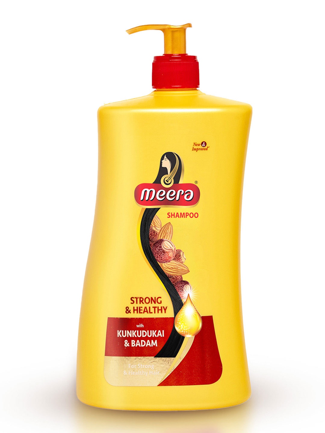 

Meera GOODNESS OF TRADITION Strong & Healthy Shampoo, With Kunkudukai and Badam- 1L, Yellow