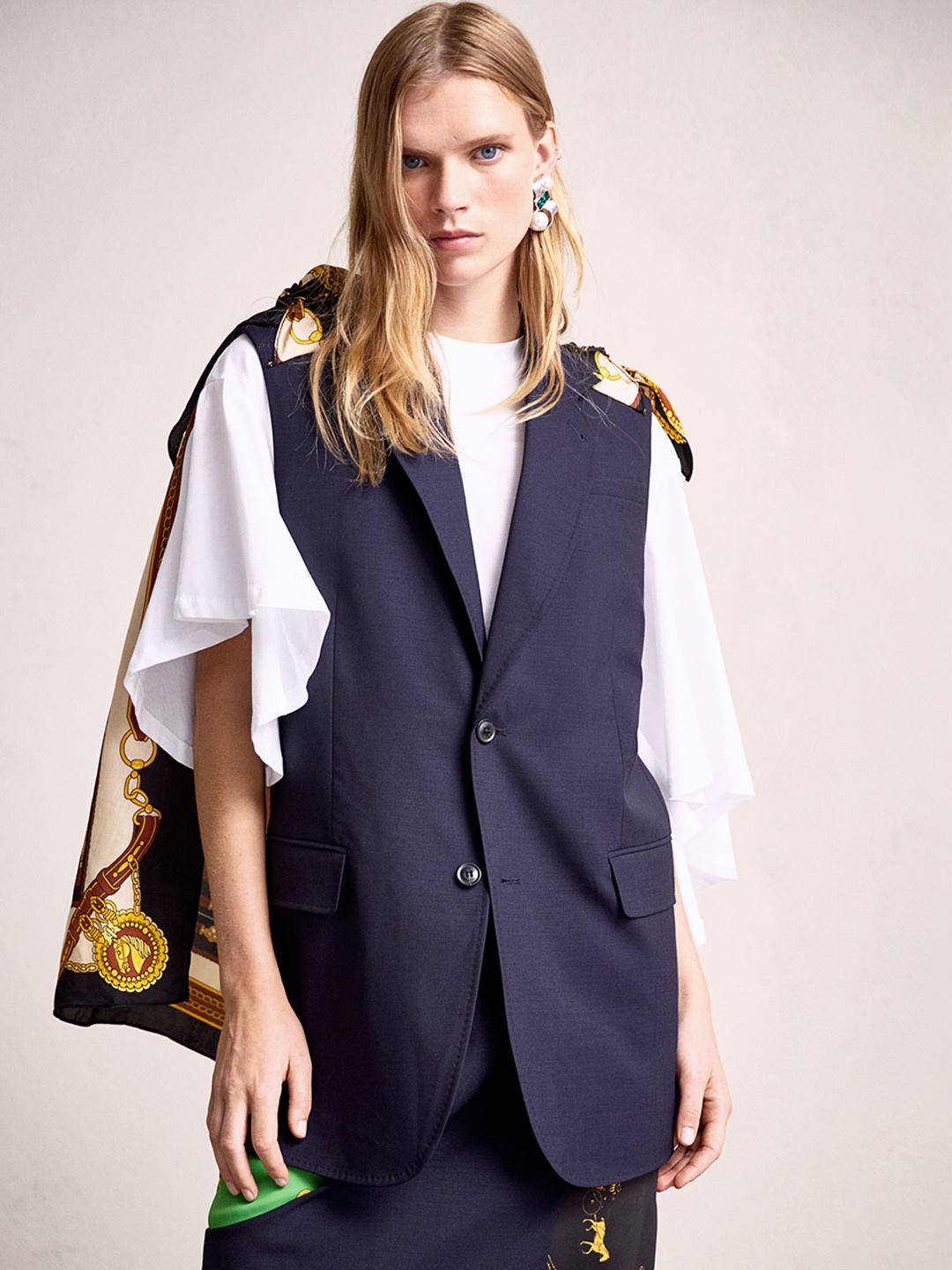 

H&M Woman Blue Wool cape jacket