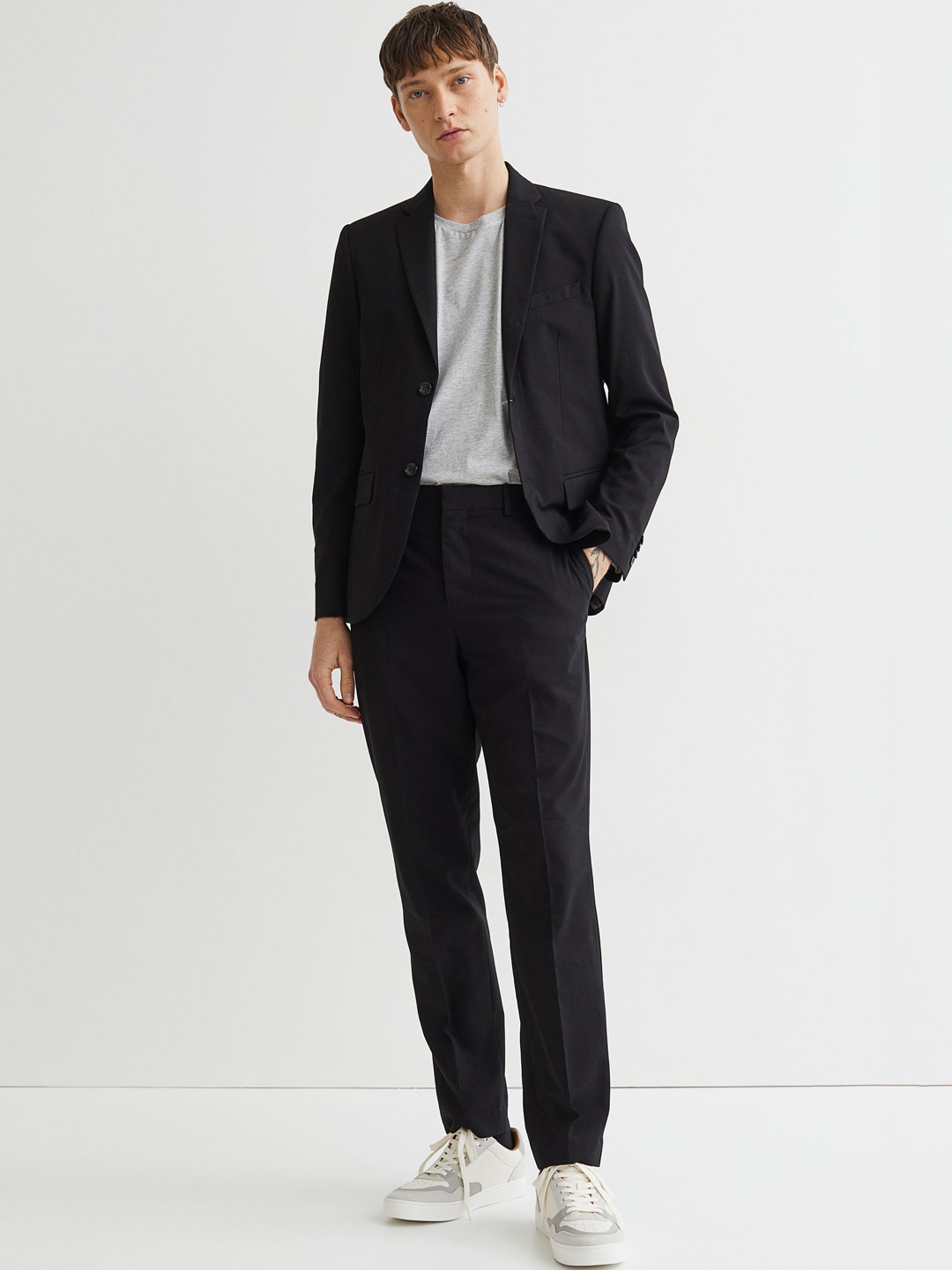 

H&M Men Black Slim Fit Suit Trousers