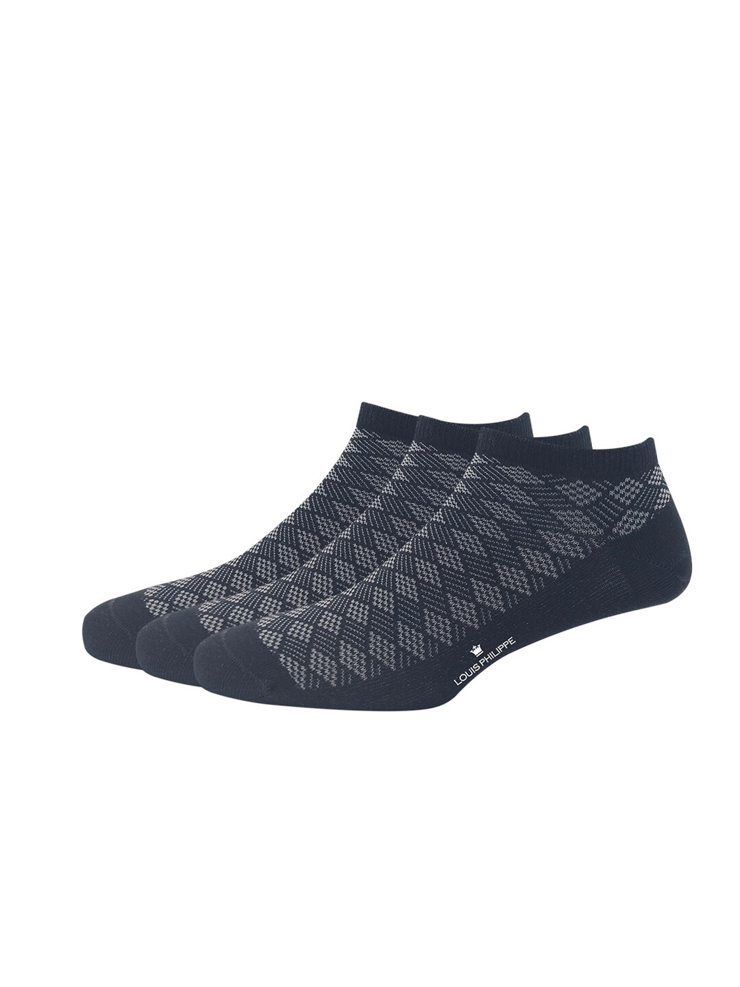 

Louis Philippe Men Pack of 3 Charcoal Grey Patterned Ankle Length Socks