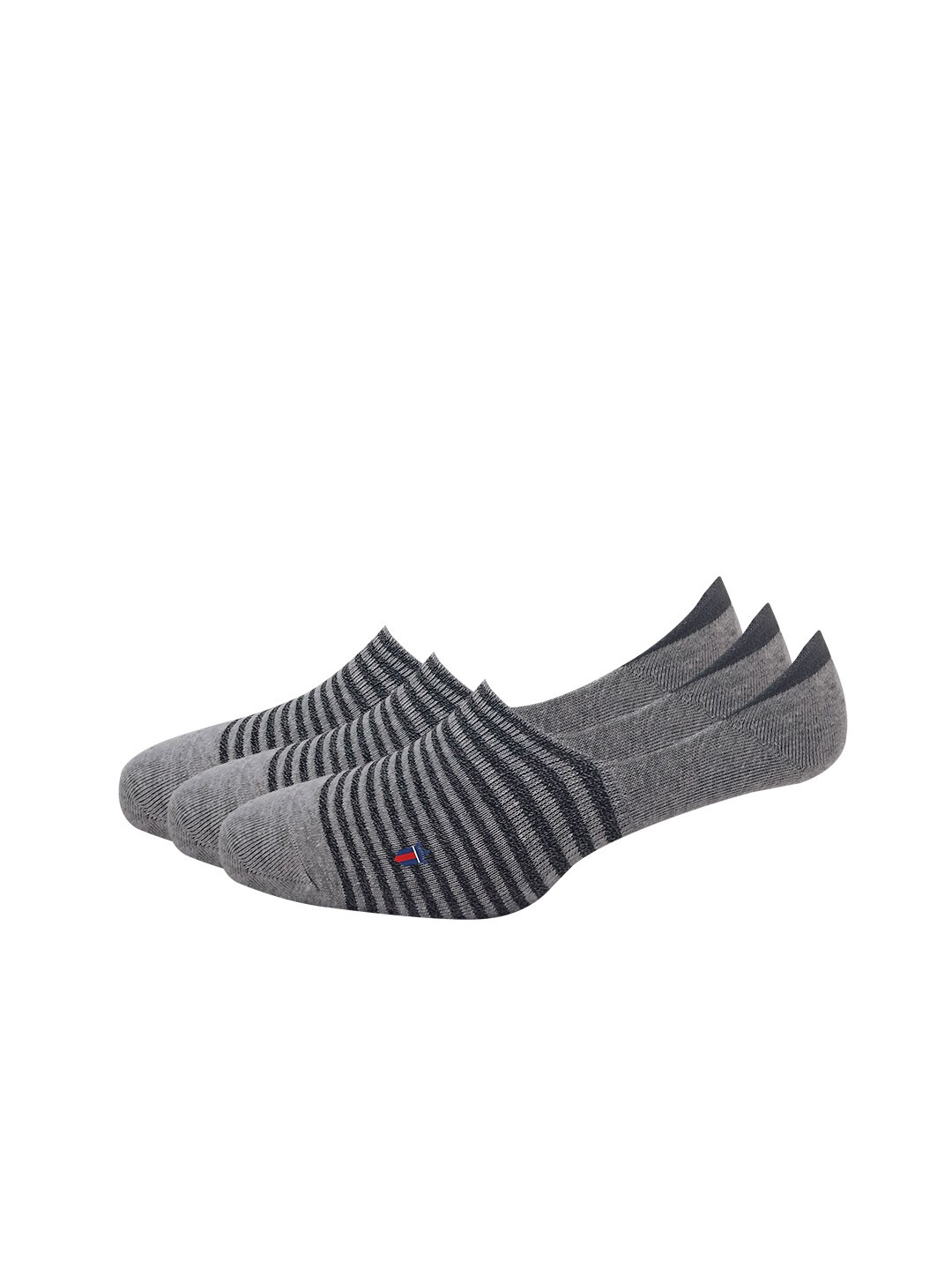 

Louis Philippe Men Pack Of 3 Striped Shoe Liners, Charcoal