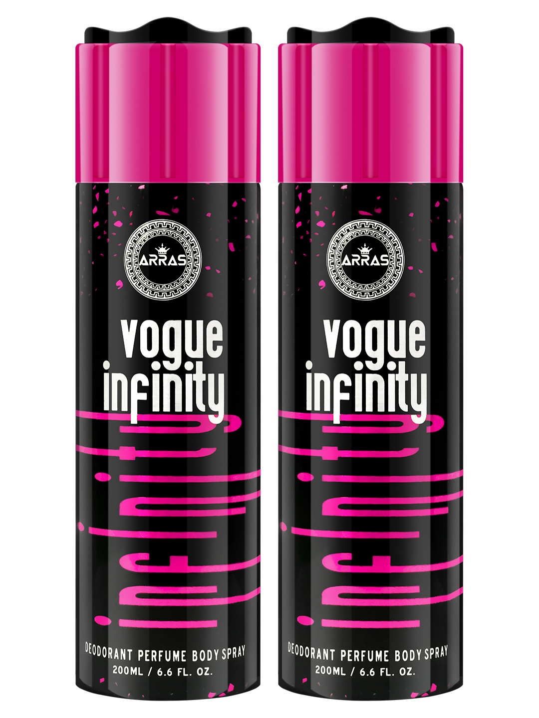 

Arras Set of 2 Yogue Infinity Deodorant Perfum Body Spray 400ml, Black