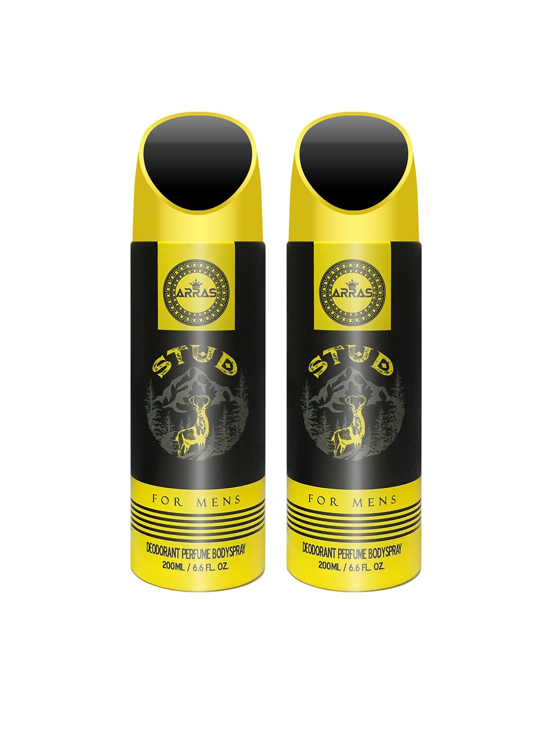 

Arras Set Of 2 Stud Deodorant Perfume Body Sprays - 200 ml Each, Yellow