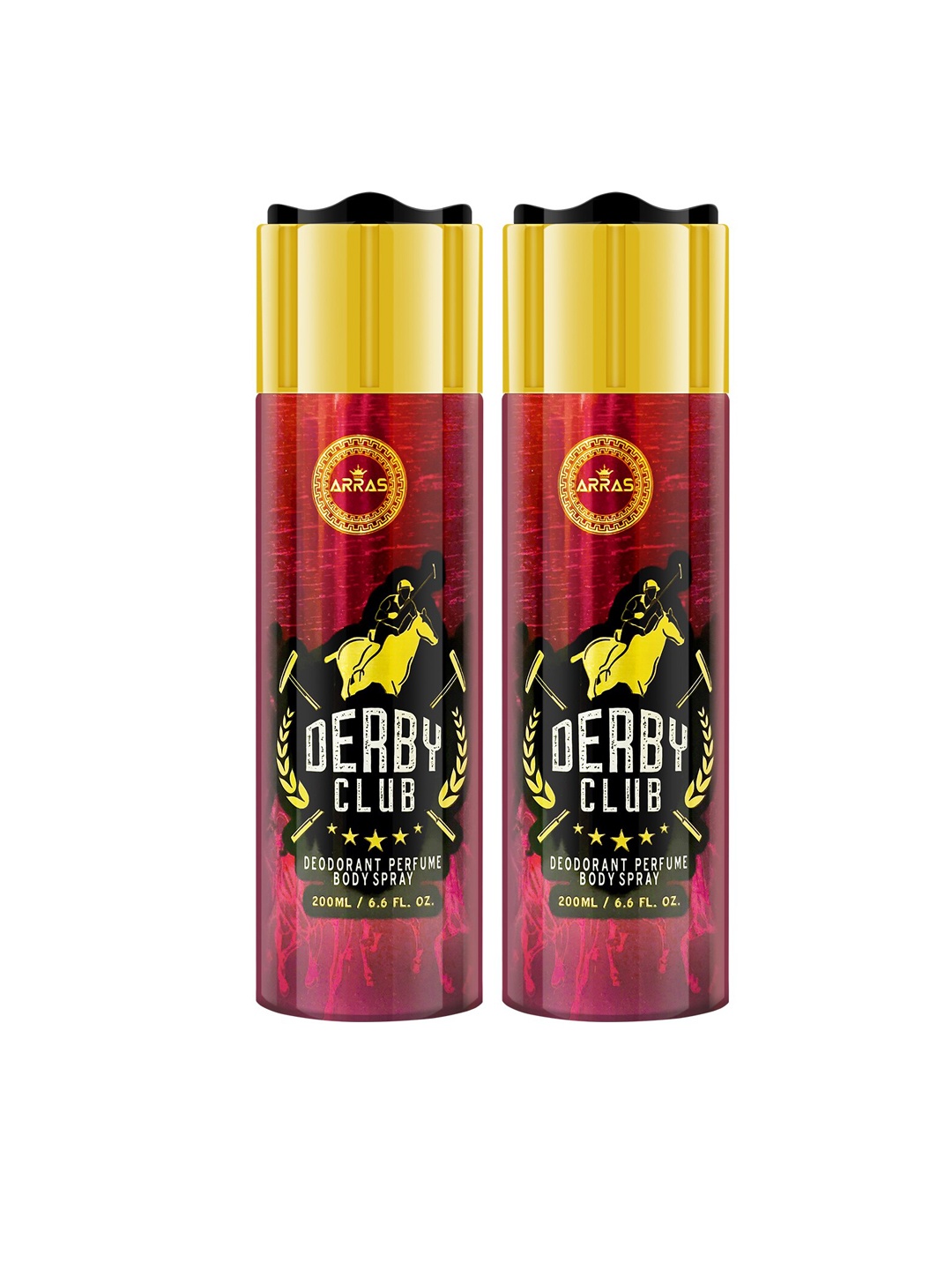 

Arras Pack of 2 Derby Club Deodorant Perfume Body Spray -200ml Each, Maroon