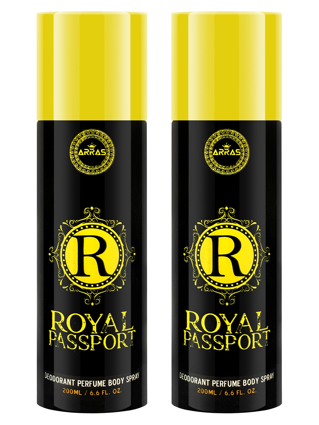 

Arras Pack of 2 Royal Passport Deodorant Perfum Body Spray - 200ml Each, Black
