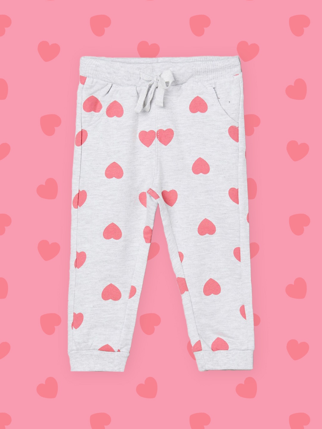 

max Girls Grey & Pink Printed Pure Cotton Joggers