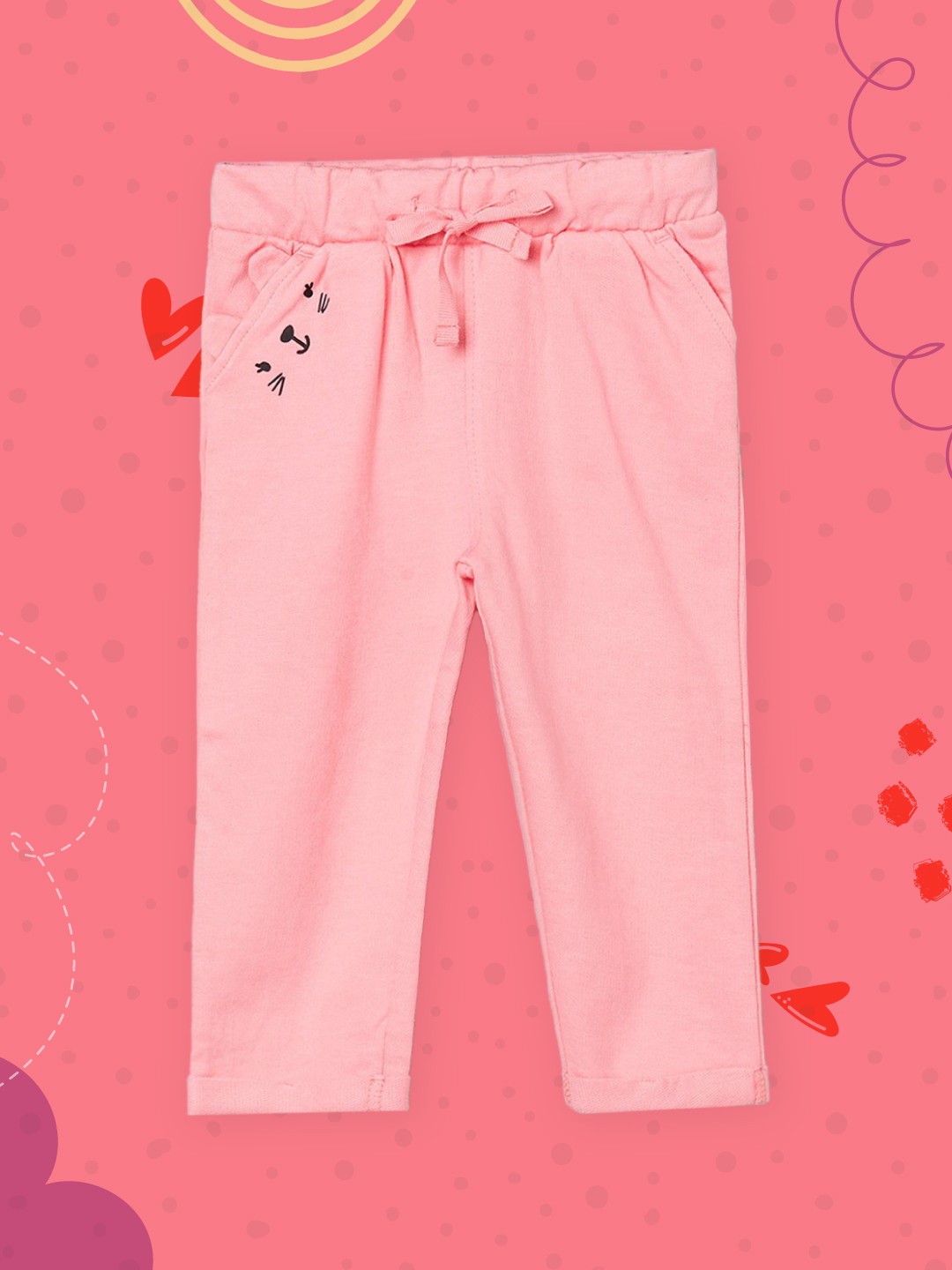 

max Girls Pink Solid Pure Cotton Track Pants