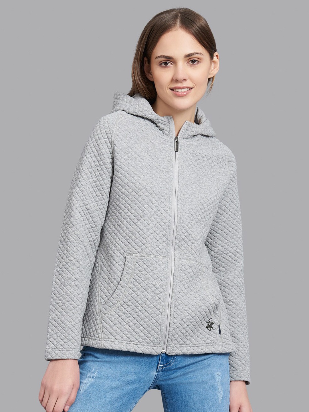 

Beverly Hills Polo Club Women Grey Hooded Sweatshirt