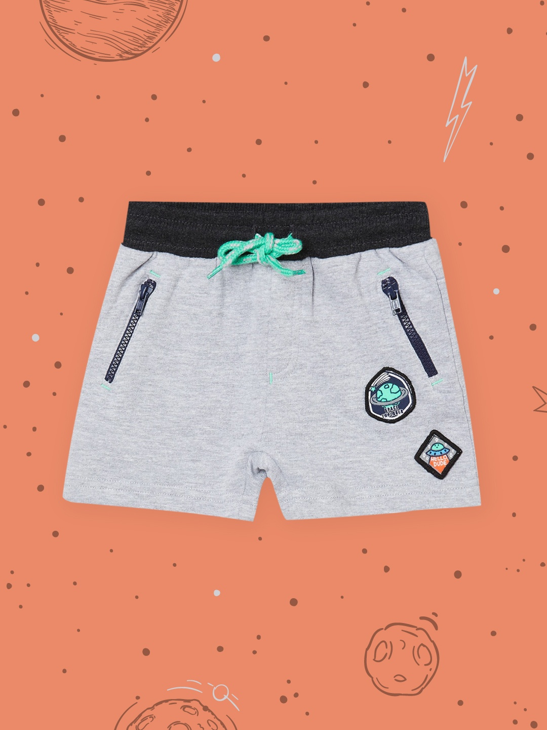 

max Boys Grey Melange Solid Cotton Shorts