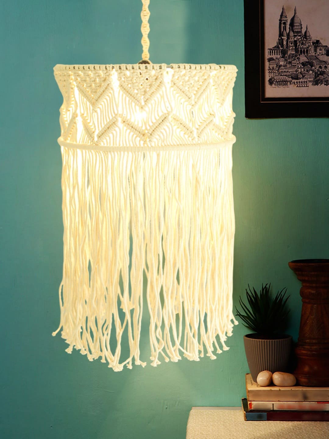 

BELLA TRUE Beige Macrame Ceiling Lamp
