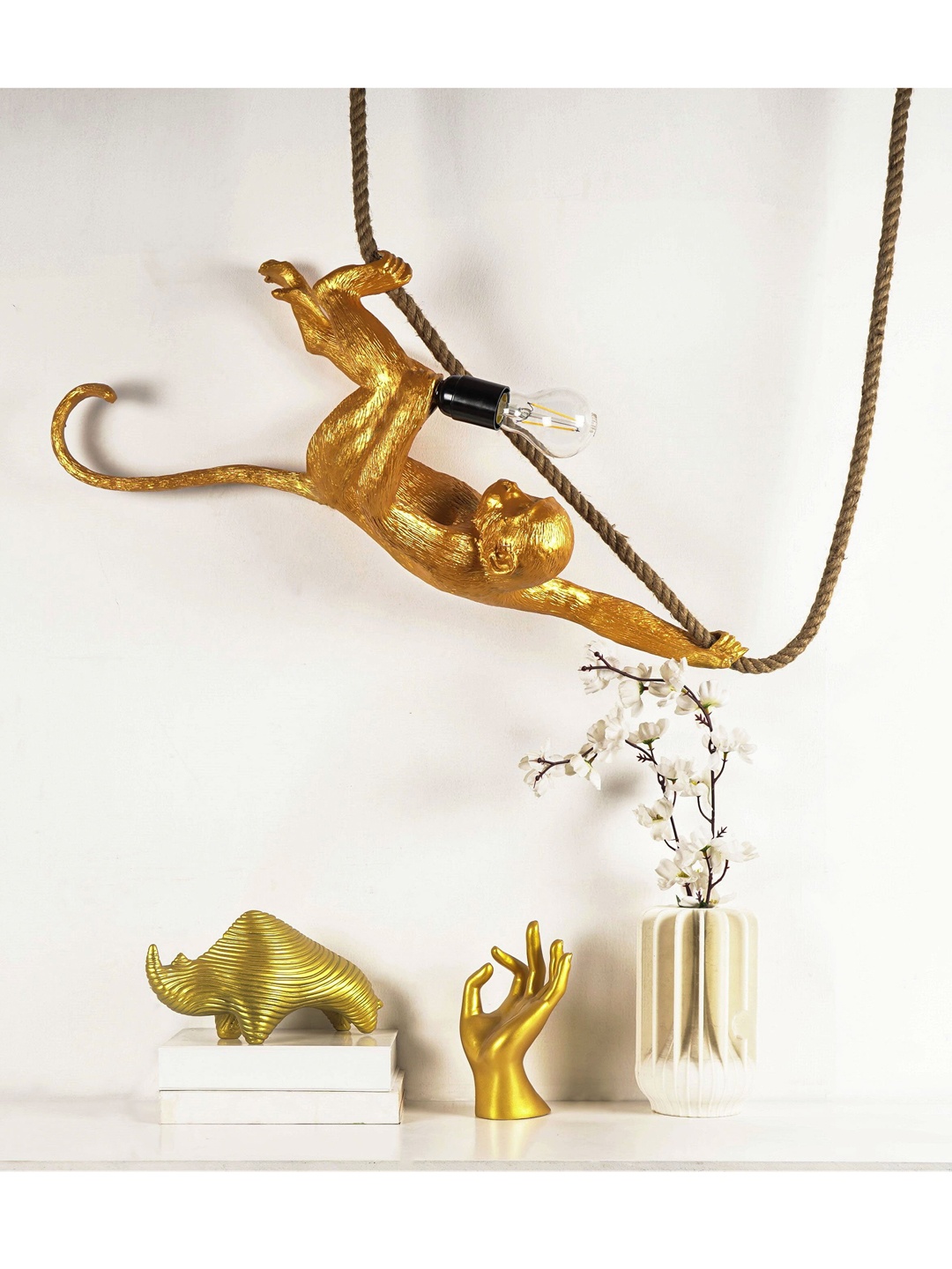 

THE ARTMENT Golden Modern Art Monkey Decorative Lamp, Gold