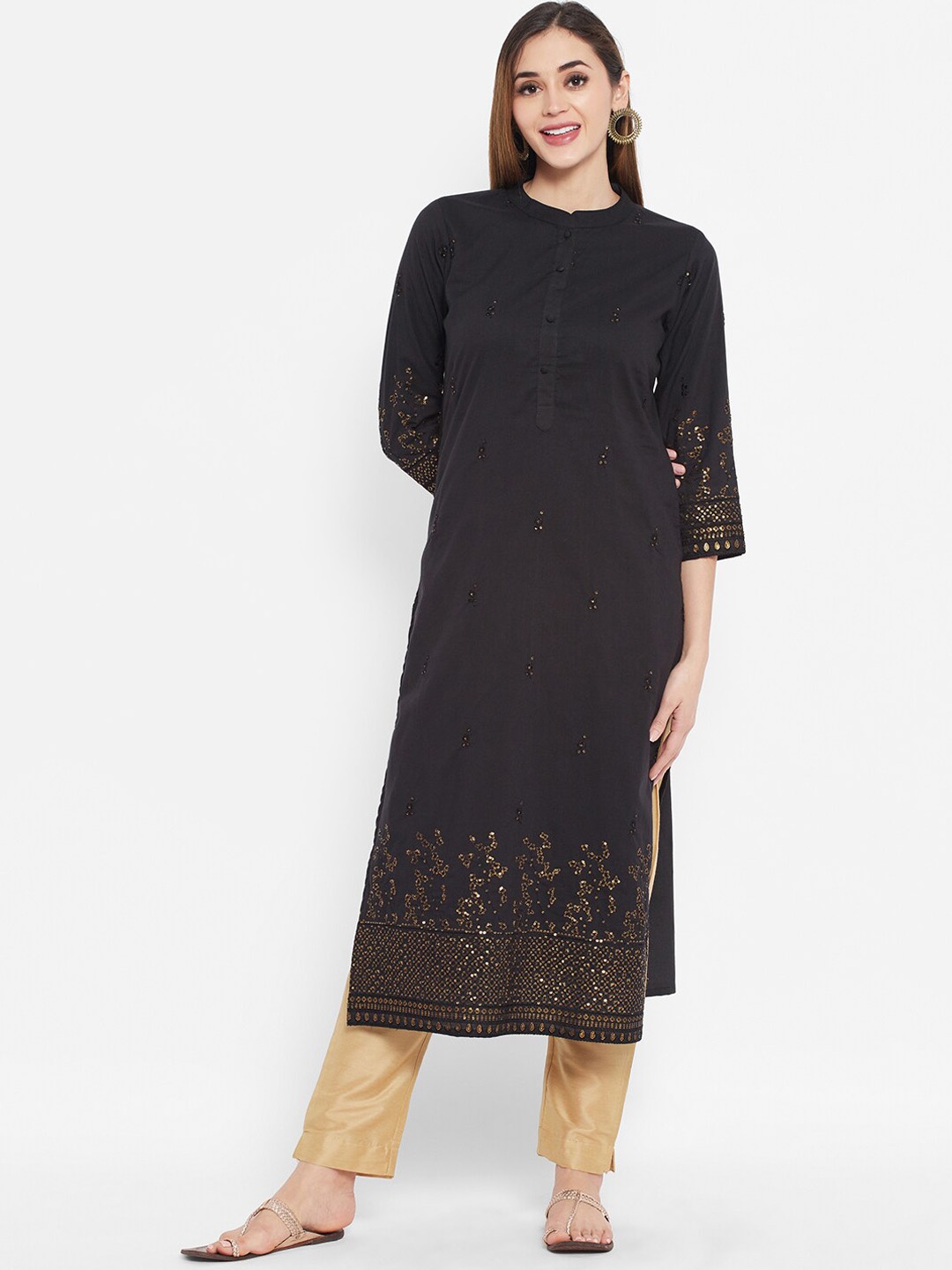 

Ramas Women Black Embroidered Cotton Kurta
