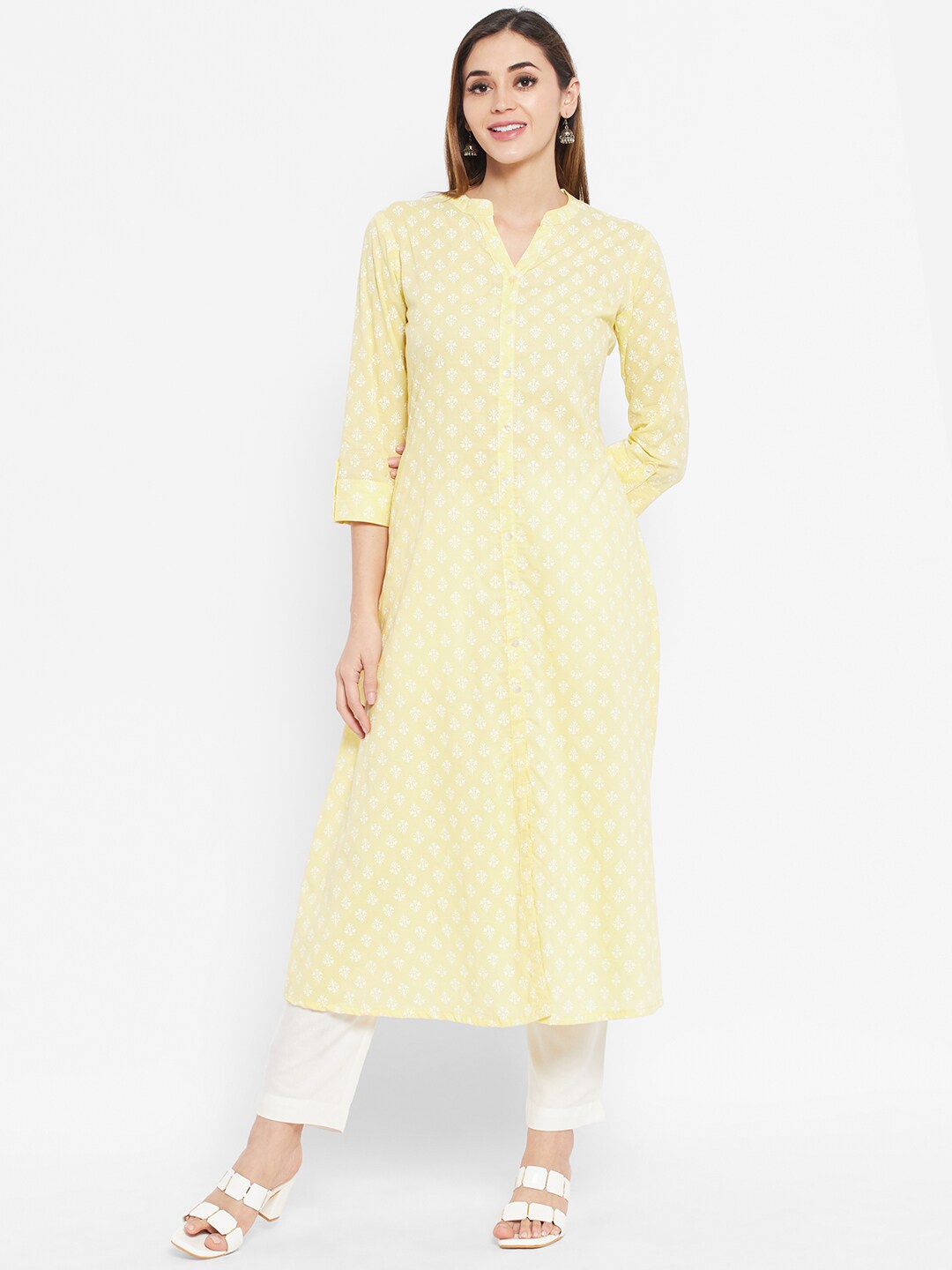 

Ramas Women Yellow Printed A-Line Kurta