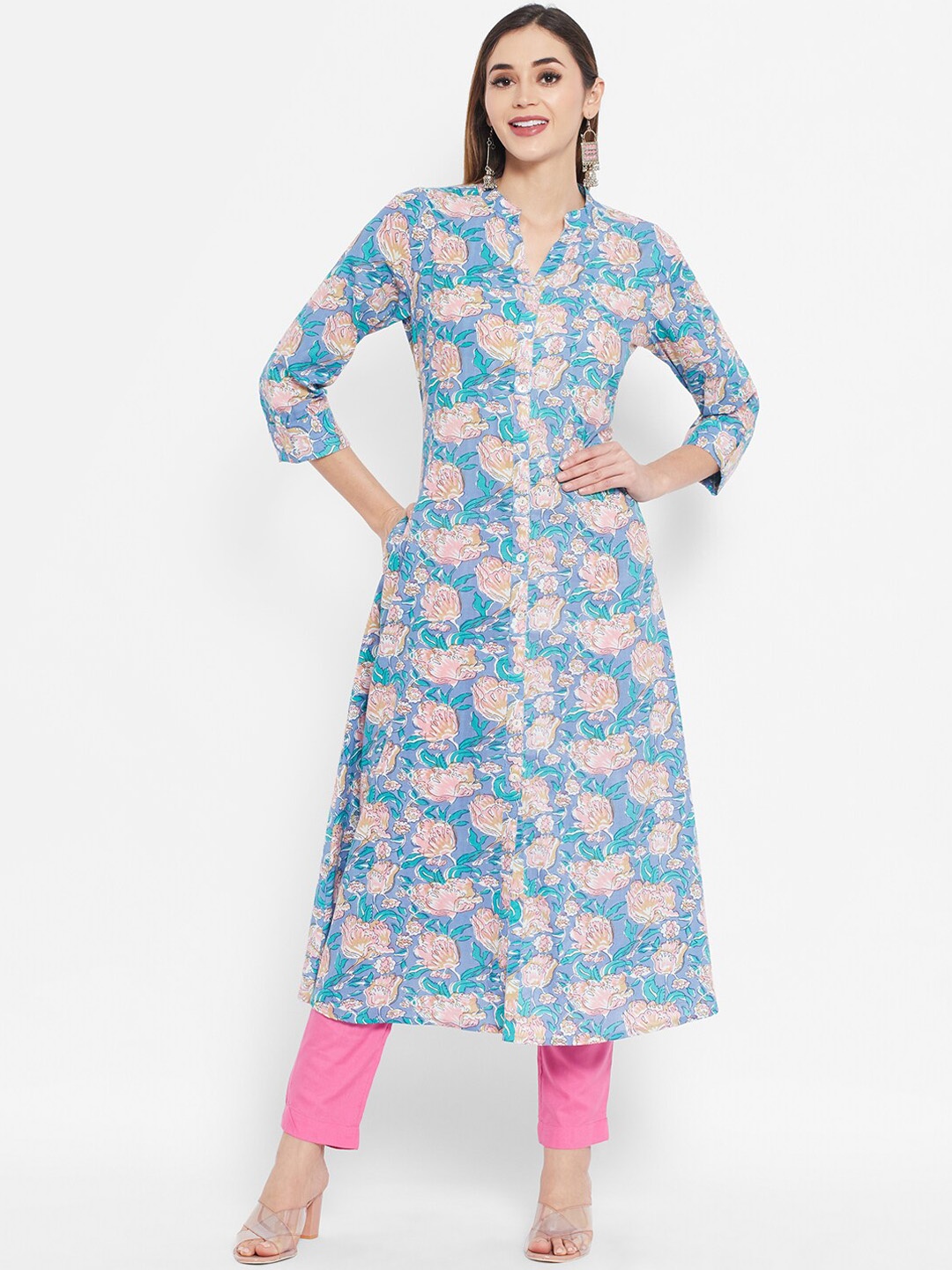 

Ramas Women Blue Floral Printed Kurta