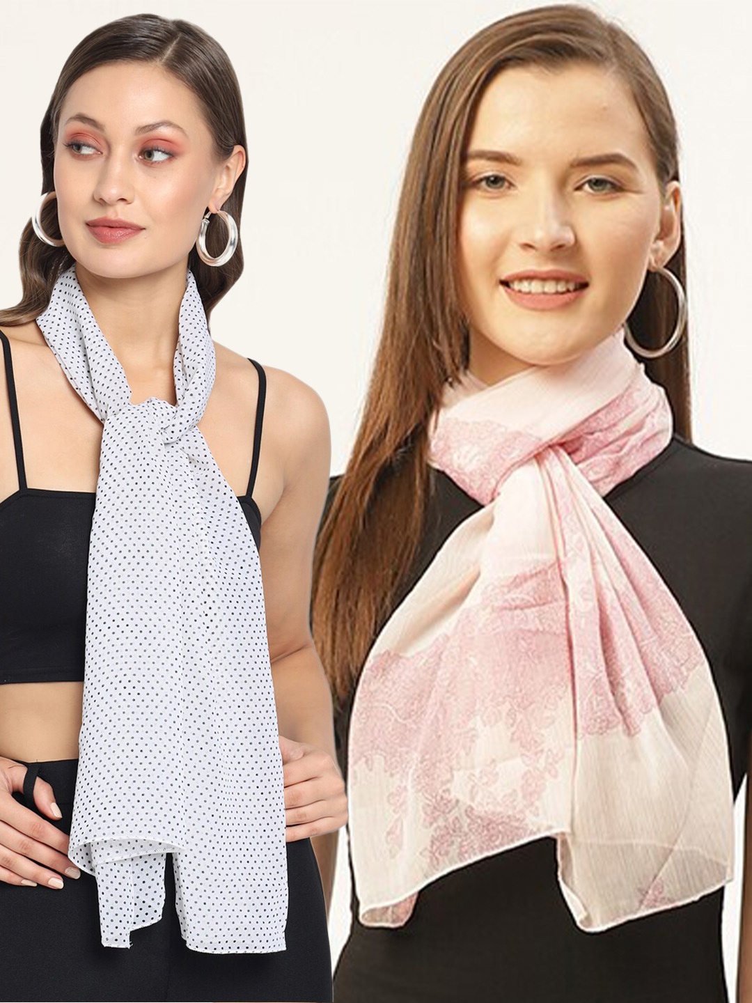 

Trend Arrest Women Pink & White Printed Scarf