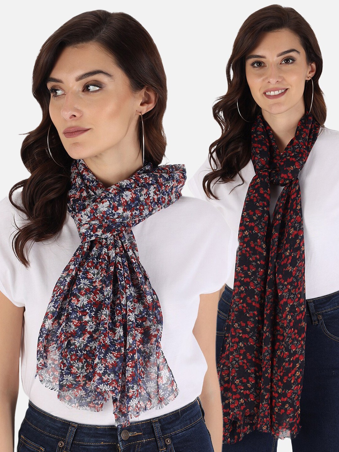 

Trend Arrest Set Of 2 Women Black & Red Printed Scarf