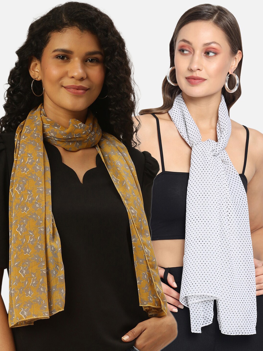 

Trend Arrest Women White & Yellow Printed Scarf