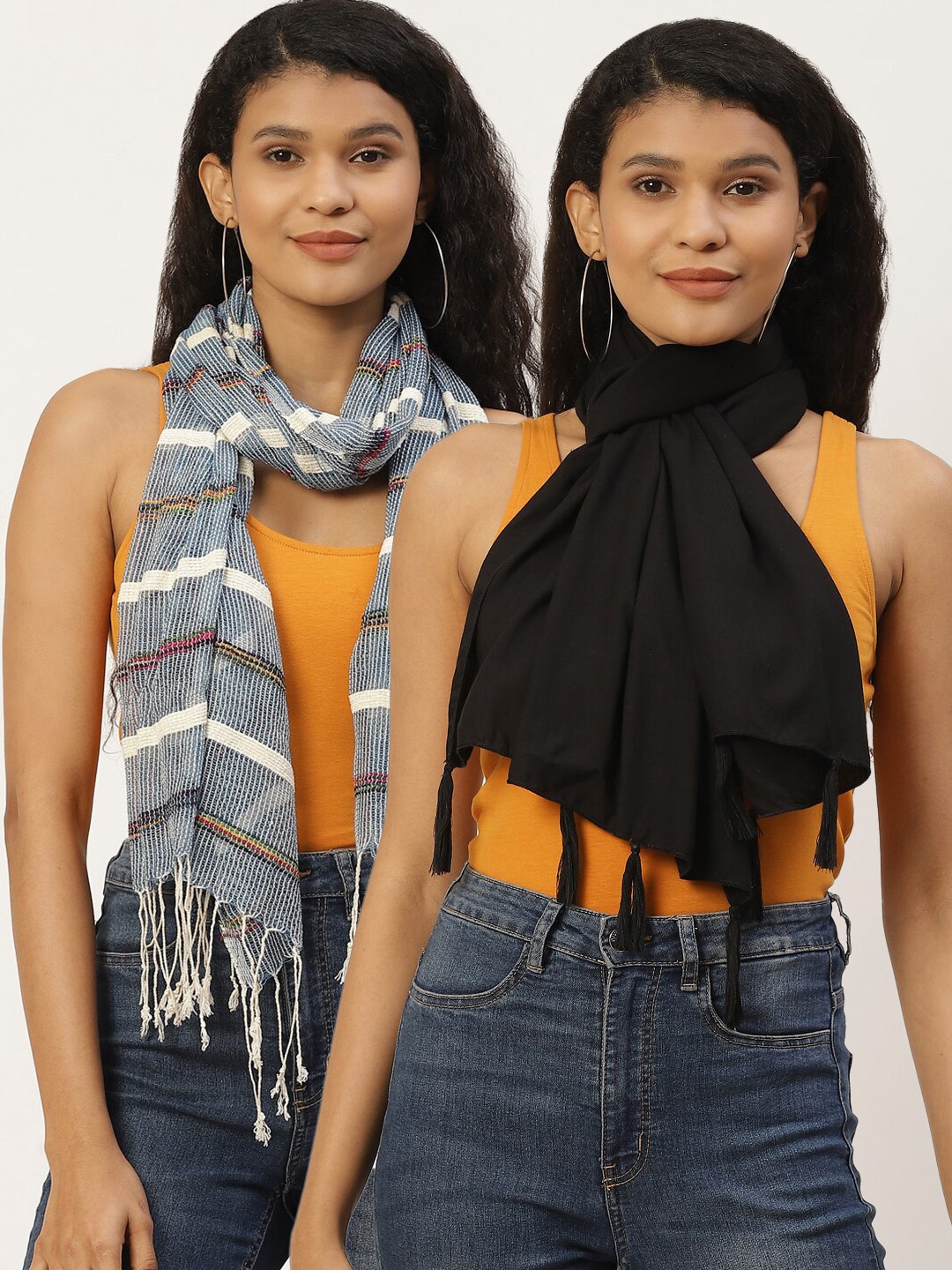 

Trend Arrest Women Grey & Black Set Of 2 Scarves