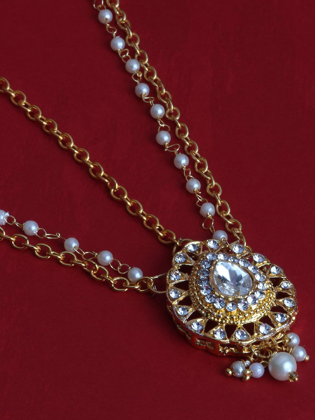 

LIVE EVIL Gold Plated Kundan-Studded Matha Pattai Mang Tika