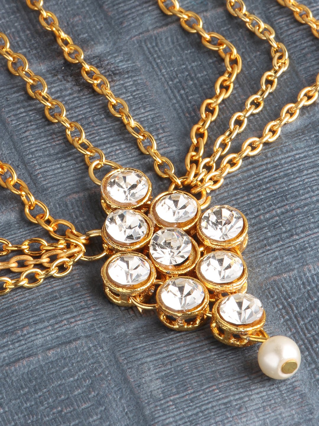 

LIVE EVIL Gold-Plated White Kundan-Studded Matha Patti