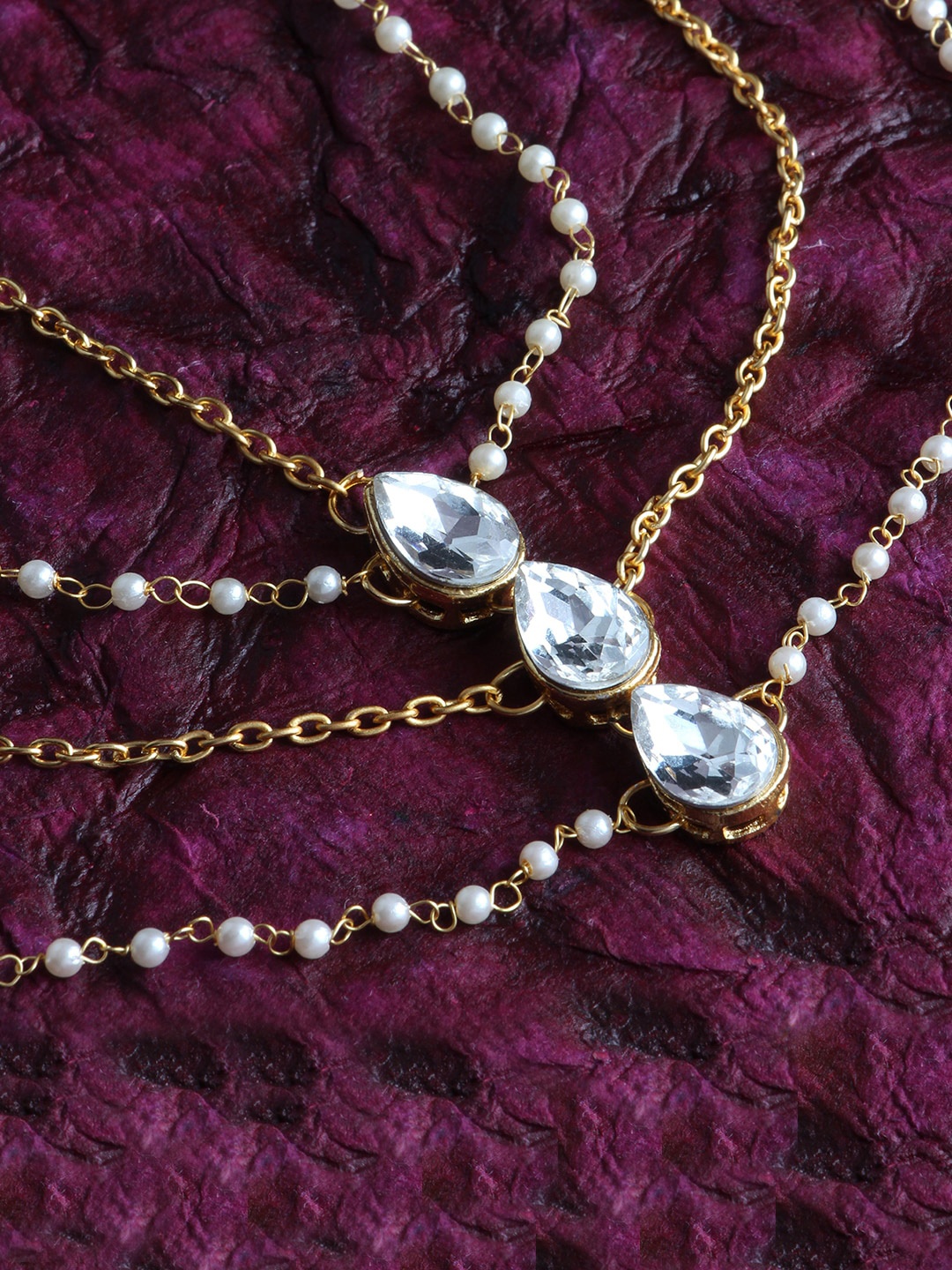 

LIVE EVIL Gold Plated Kundan-Studded Matha Pattai Mang Tika