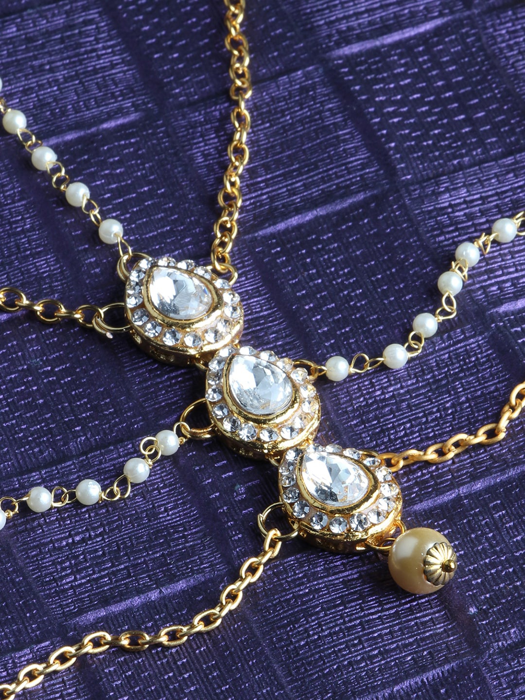 

LIVE EVIL Gold Plated Kundan-Studded Matha Pattai Mang Tika