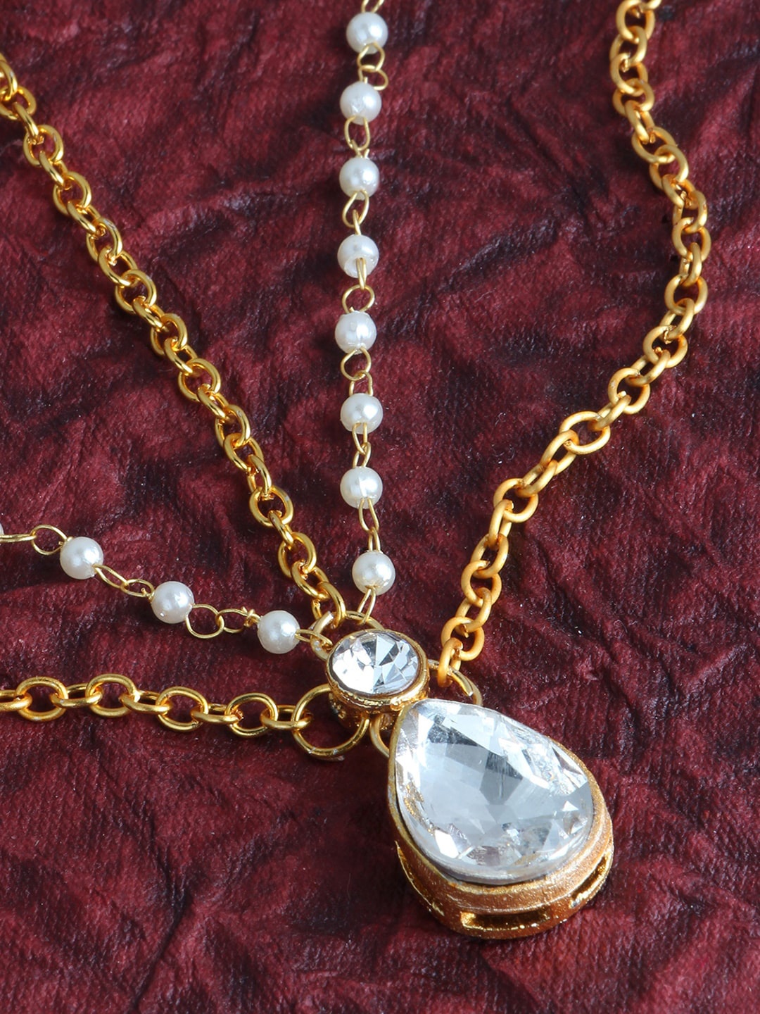 

LIVE EVIL Gold Plated Kundan-Studded Matha Pattai Mang Tika