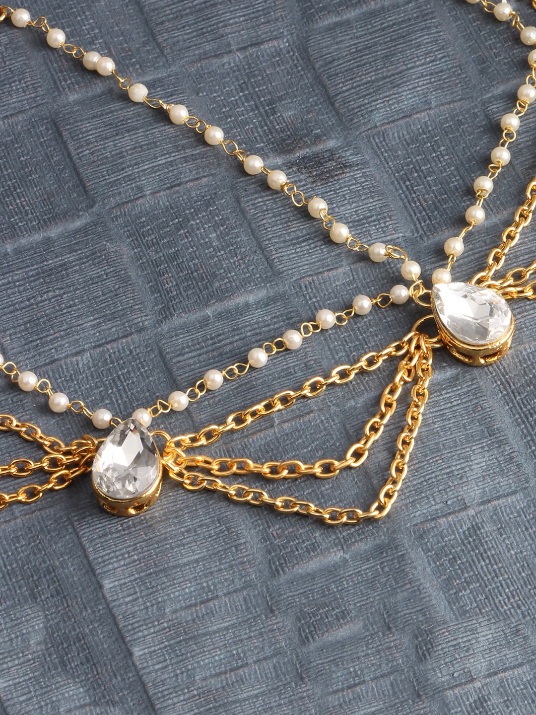 

LIVE EVIL Gold Plated Kundan-Studded Matha Pattai Mang Tika