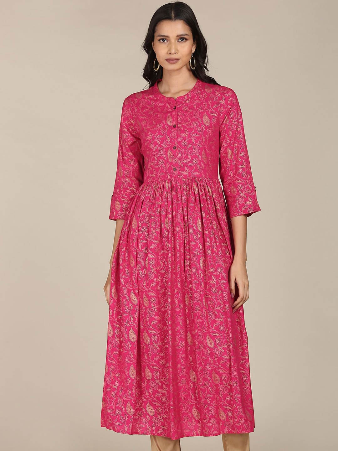 

Karigari Women Pink Ethnic Motifs Printed Kurta